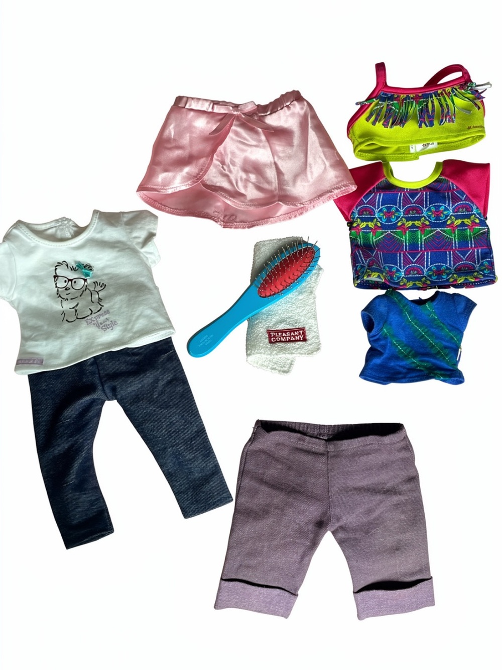 American Girl Doll Outfit Set - Pink, Blue, Lime & White